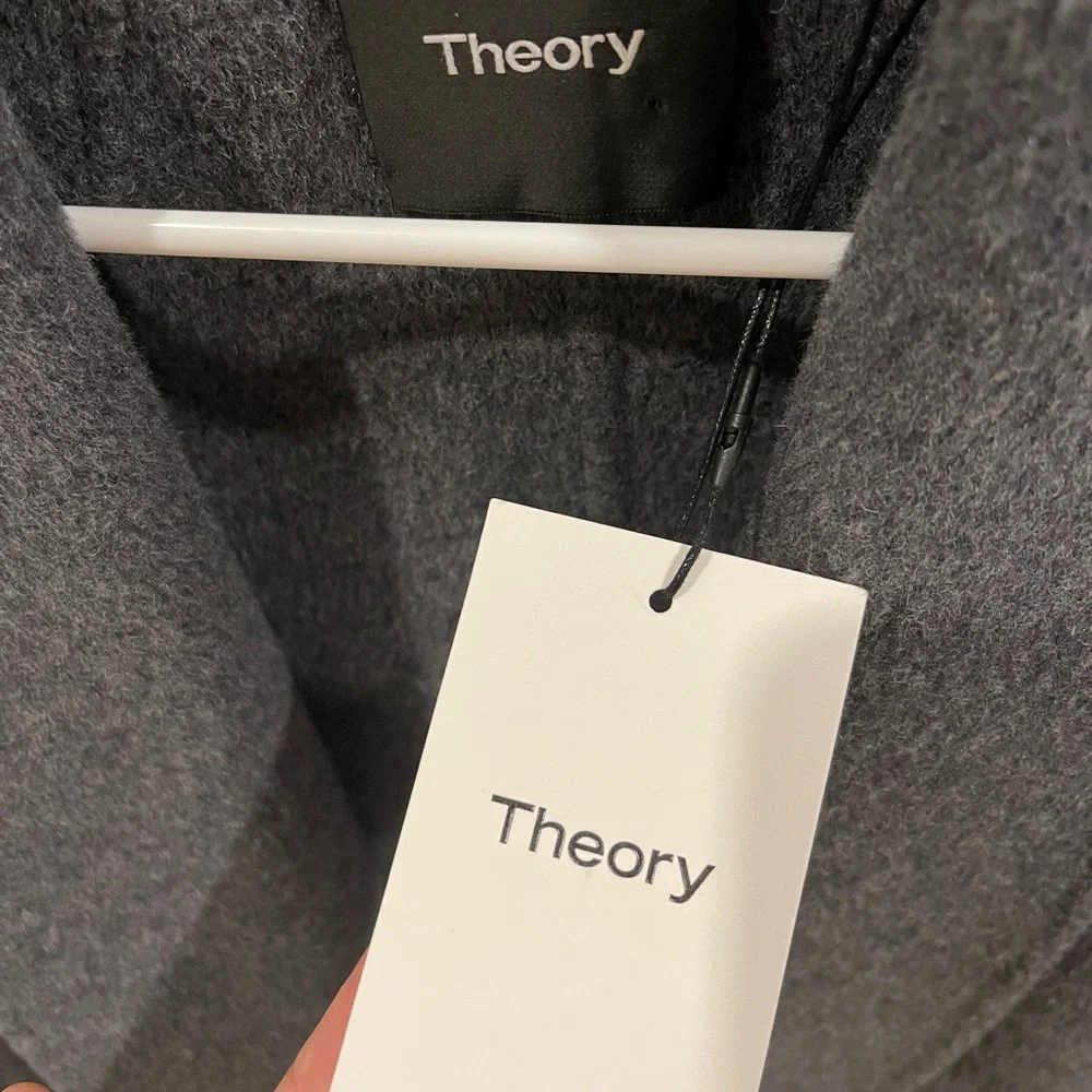 NWT - THEORY Gray Melange Sileena Shawl Collar Jacket Wool Cashmere Coat